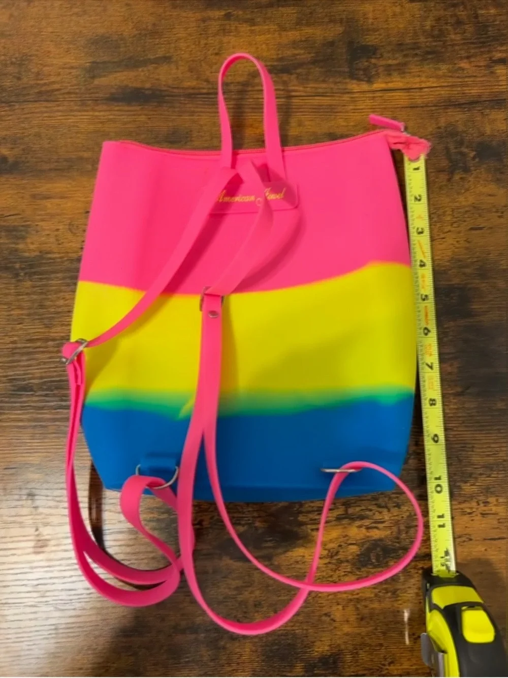 American Jewel Neon Rainbow Silicone Mini Waterproof Backpack Tote Bag Festival
